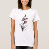 フローラルラビット ラインアート Tシャツ (正面)