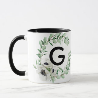 フローラルレターGイニシャル コーヒーマグ マグカップ