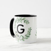 フローラルレターGイニシャル コーヒーマグ マグカップ (正面左)