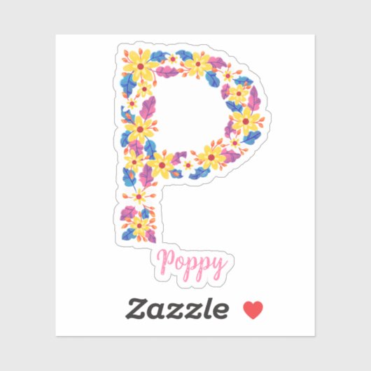 フローラルレターPカスタムカットビニールシール シール (シート)