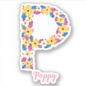 フローラルレターPカスタムカットビニールシール シール (正面)