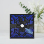 フローラルレースの招待状 ダイヤモンドの蝶結び付き 招待状 (スタンド正面)