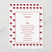 フローラルローズパターンテラコッタエレガントな結婚式 招待状 (正面/裏面)