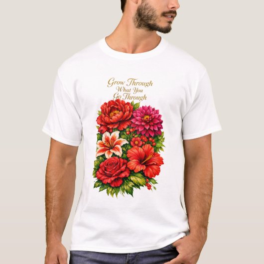 フローラル名言ユニセックスTシャツ Tシャツ (正面)