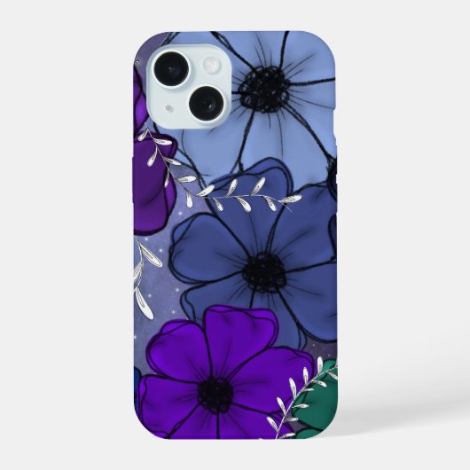 フローラル携帯ケース iPhone 15ケース (裏面)