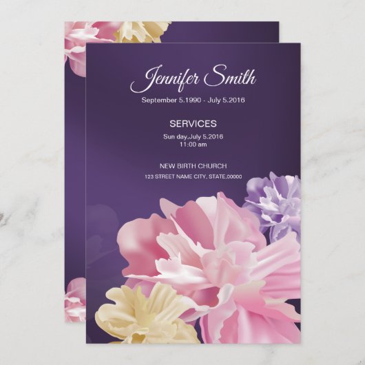 フローラル葬儀祈りの言葉カード (正面/裏面)