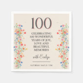 フローラル100歳の誕生日 - エレガントな野の花 スタンダードカクテルナプキン (正面)