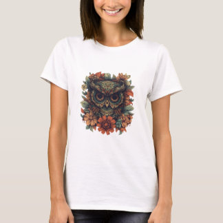 フローラル・ウィズダム・オウル Tシャツ