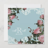 フローラル ウェディング 招待状 - トレリス ローズ ヴィンテージ (裏面)