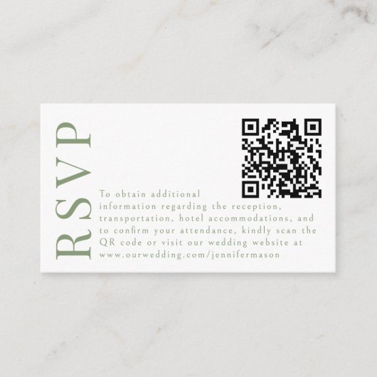 フローラル ウェディング RSVP QRコード カード (正面)