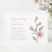 フローラル ウォーターカラー ダスティー ローズ セージ 婚約パーティー 招待状