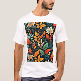 フローラル エキゾチック フラワーズ パターン Tシャツ