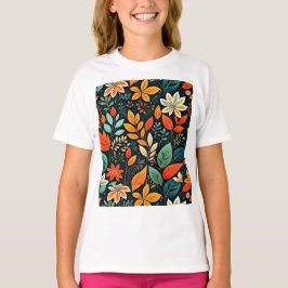 フローラル エキゾチック フラワーズ パターン Tシャツ