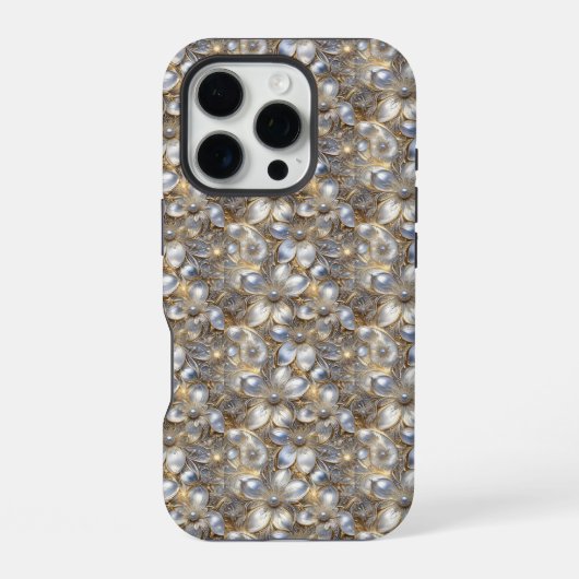 フローラル エレガンス: パール調 iPhoneケース (裏面)