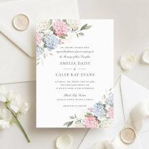 フローラル エレガント ピンク＆ブルー アジサイ ウェディング 
