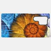 フローラル オレンジ 黄色 青色 抽象芸術 SAMSUNG GALAXYケース (裏面横)