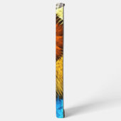 フローラル オレンジ 黄色 青色 抽象芸術 SAMSUNG GALAXYケース (左側面)