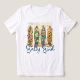 フローラル サーフボード サルティー ソウル ビーチ サンセット トライブレンドTシャツ