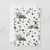 フローラル スカル グリーン ローズ ゴシック ブライダル シャワー サンキューカード (裏面)