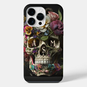 フローラル スカル ゴス ペイガン モノグラムイニシャル iPhone 14 PRO MAXケース