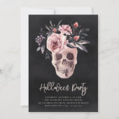 フローラル スカル ハロウィン パーティー 招待状 (正面)