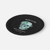 フローラル スカル ブライド オア ダイ ハロウィン ブライダル シャワー ペーパープレート (アングル)