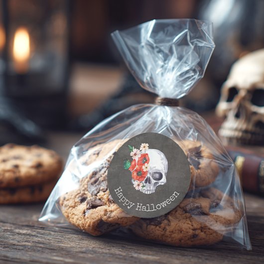  フローラル スカル ラウンドシール