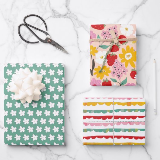 フローラル スタロベリー ドリーム ラッピングペーパーシート (正面)