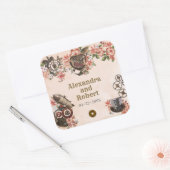 フローラル スチームパンク 感謝の気持ちを表すステッカー スクエアシール (封筒)