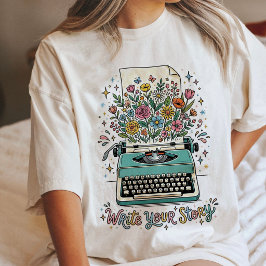 フローラル タイプライター "Write Your Story" トライブレンドTシャツ