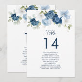 フローラル ダスティーブルー テーブルナンバー１４ ウェディング シーティング 招待状 (正面/裏面)