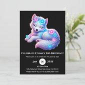 フローラル・ドリーミング・ウルフ・アートの誕生日招待状 招待状 (スタンド正面)