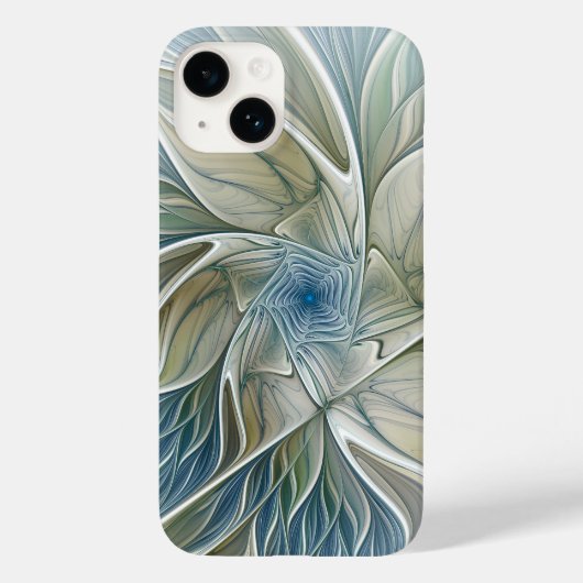 フローラル ドリーム パターン 抽象 ブルー カキ フラクタル Case-Mate iPhoneケース (裏面)