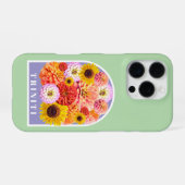 フローラル パステル セージグリーン オリジナル 名前入り 野の花 iPhoneケース (裏面横)