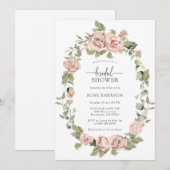 フローラル ピンクのバラ 結婚式前夜のパーティー 招待状 (正面/裏面)