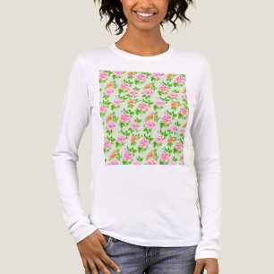 フローラル ピンクバラ パターン-23670 トライブレンドTシャツ