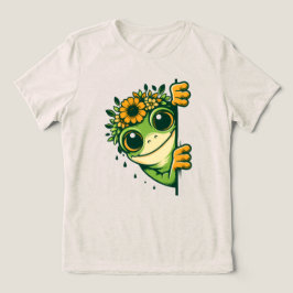 フローラル・ピーク・フロッグ 女性用ナチュラルTシャツ トライブレンドＴシャツ