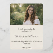 フローラル・フォイル写真 卒業アナウンスメント 箔招待状 (裏面)