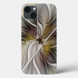 フローラル・フラクタル、アースカラーの幻想的な花 iPhone 13ケース