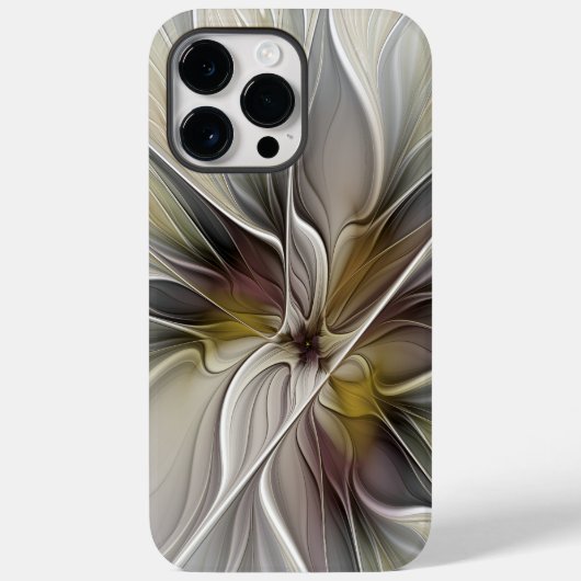 フローラル・フラクタル、アースカラーの幻想的な花 Case-Mate iPhoneケース (裏面)