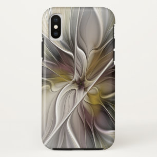 フローラル・フラクタル、アースカラーの幻想的な花 iPhone X ケース