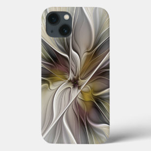 フローラル・フラクタル、アースカラーの幻想的な花 iPhone 13ケース