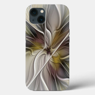 フローラル・フラクタル、アースカラーの幻想的な花 iPhone 13ケース