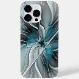 フローラル フラクタル モダン アブストラクト フラワー ブルー グレー Case-Mate iPhone 14 PRO MAXケース