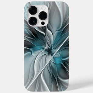 フローラル フラクタル モダン アブストラクト フラワー ブルー グレー Case-Mate iPhone 14 PRO MAXケース
