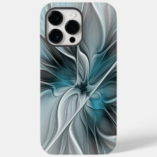 フローラル フラクタル モダン アブストラクト フラワー ブルー グレー Case-Mate iPhone 14 PRO MAXケース