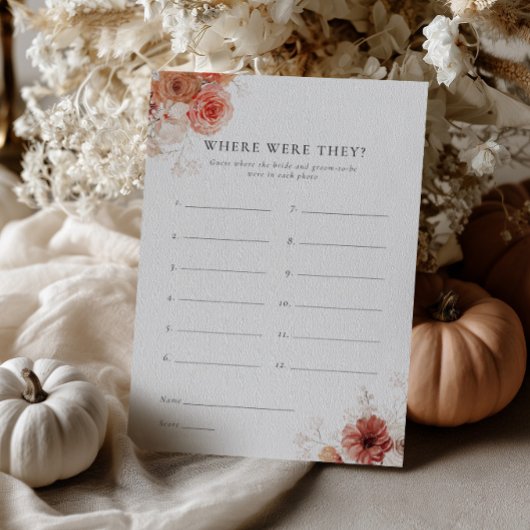 フローラル ブライダル シャワー ゲーム Where Were They Fall 招待状