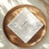 フローラル ブルー ウィンター ボタニカル ブライダル シャワー スタンダードカクテルナプキン