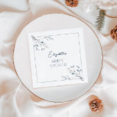 フローラル ブルー ウィンター ボタニカル ブライダル シャワー スタンダードカクテルナプキン