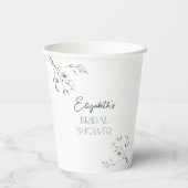 フローラル ブルー ウィンター ボタニカル ブライダル シャワー 紙コップ (裏面)